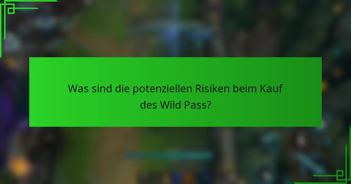 Was sind die potenziellen Risiken beim Kauf des Wild Pass?